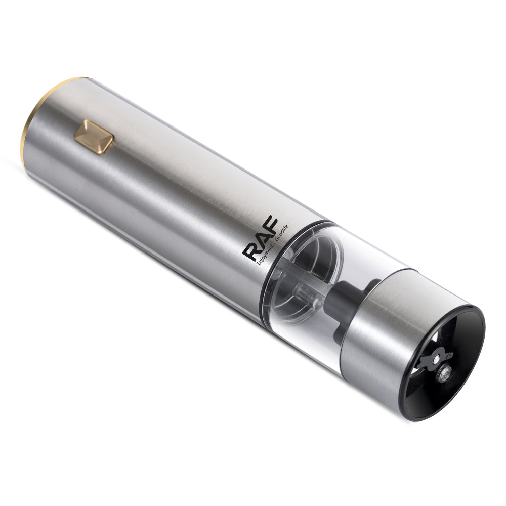 Rasnita electrica sare si piper din otel inoxidabil cu camere depozitare transparente