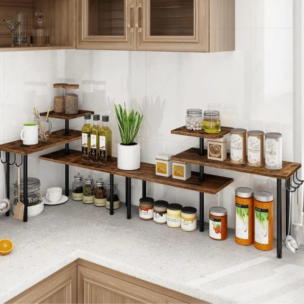 Etajera cu 3 polite din MDF, 5 picioare din metal, rotativ 180°, 66 x 17.5 x 38 cm