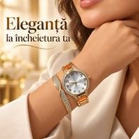 Set Cadou Elegant pentru Femei – Ceas de Mână și Brățară cu Pietre Strălucitoare, Design Modern și Rafinat, Cutie Cadou Inclusă - detaliu produs