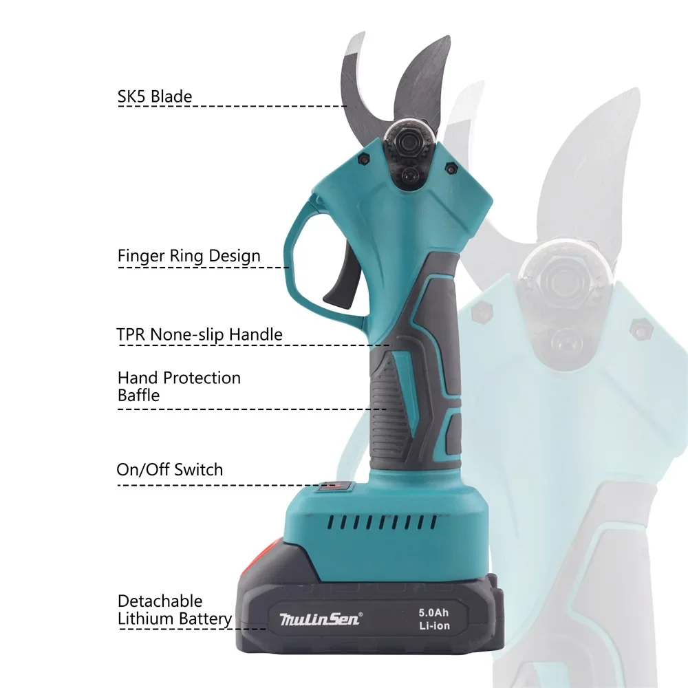 Set foarfeca gradina si mini drujba, 2 acumulatori 48V, cu brat 2.13m telescopic