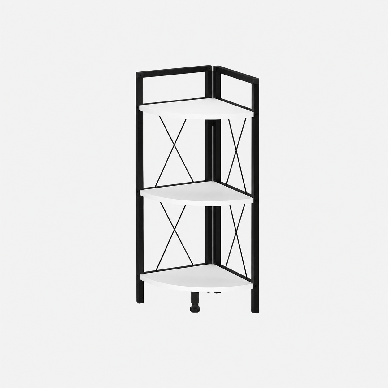 Etajera de colt din PAL si metal 33,5x33,5x87,3 cm, cu 3 rafturi, pentru living, baie sau birou