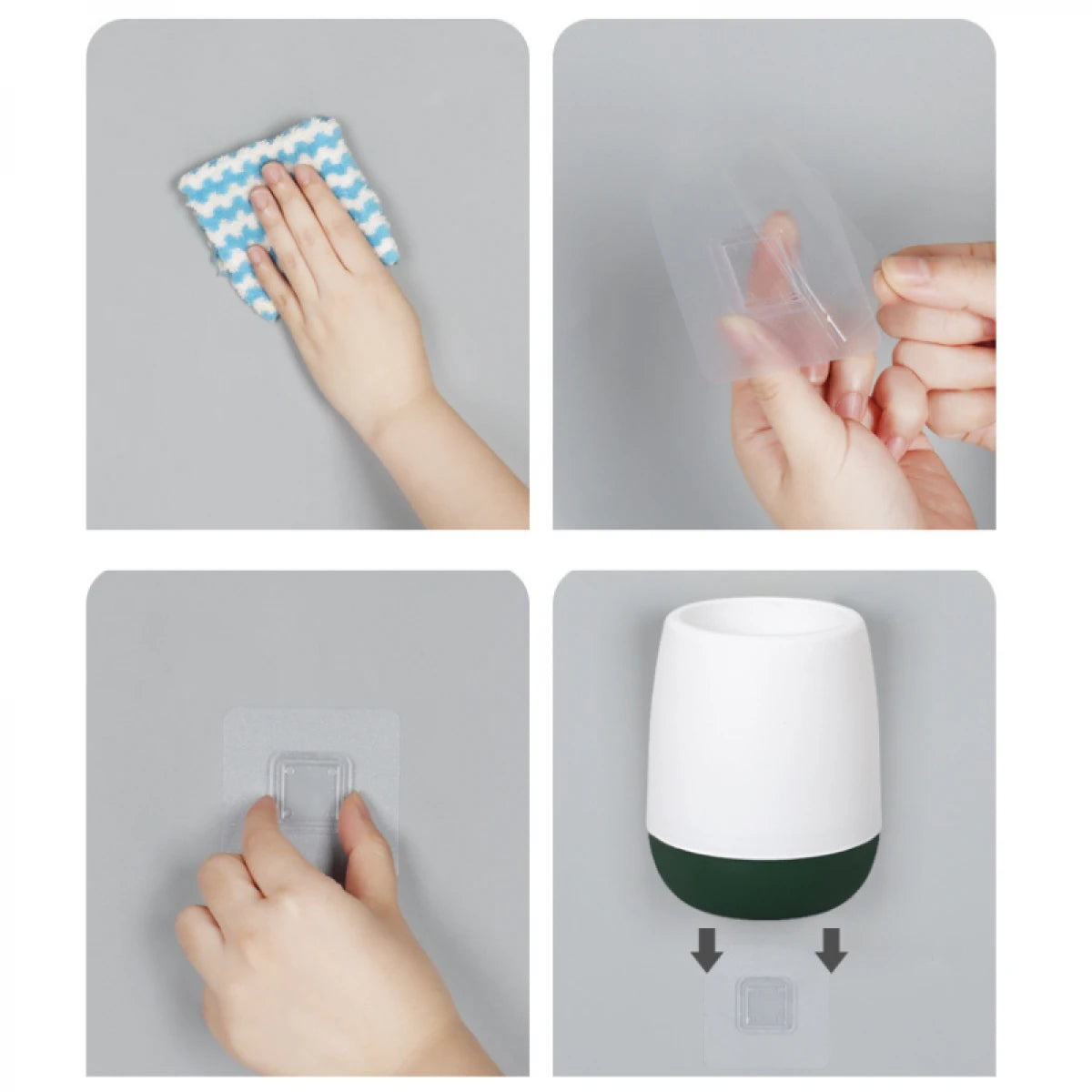 Perie de wc din silicon cu recipient pentru scurgerea apei, suport autoadeziv, 10 cm x 52.5 cm