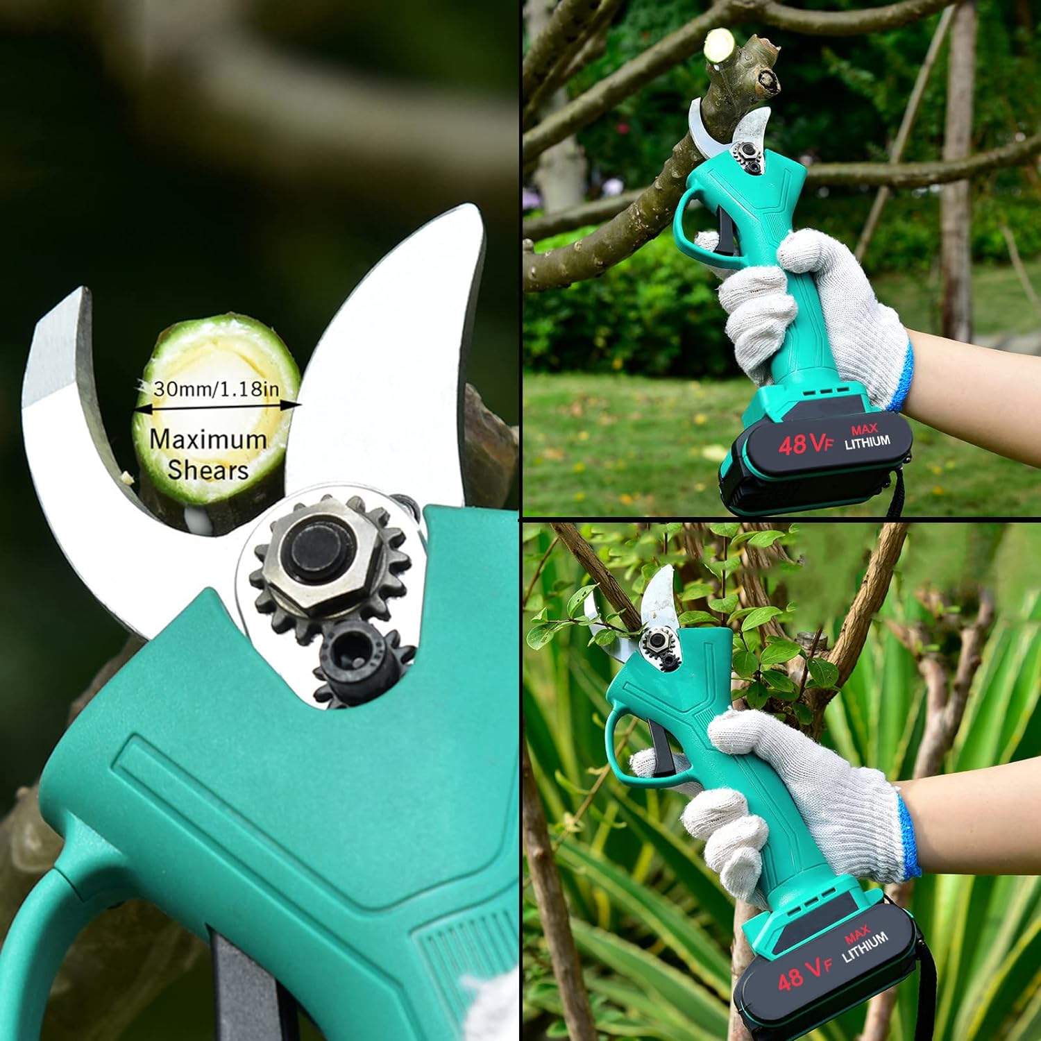 Foarfeca electrica pentru vita de vie si crengi, 2 acumulatori 21V-48V, 2Ah