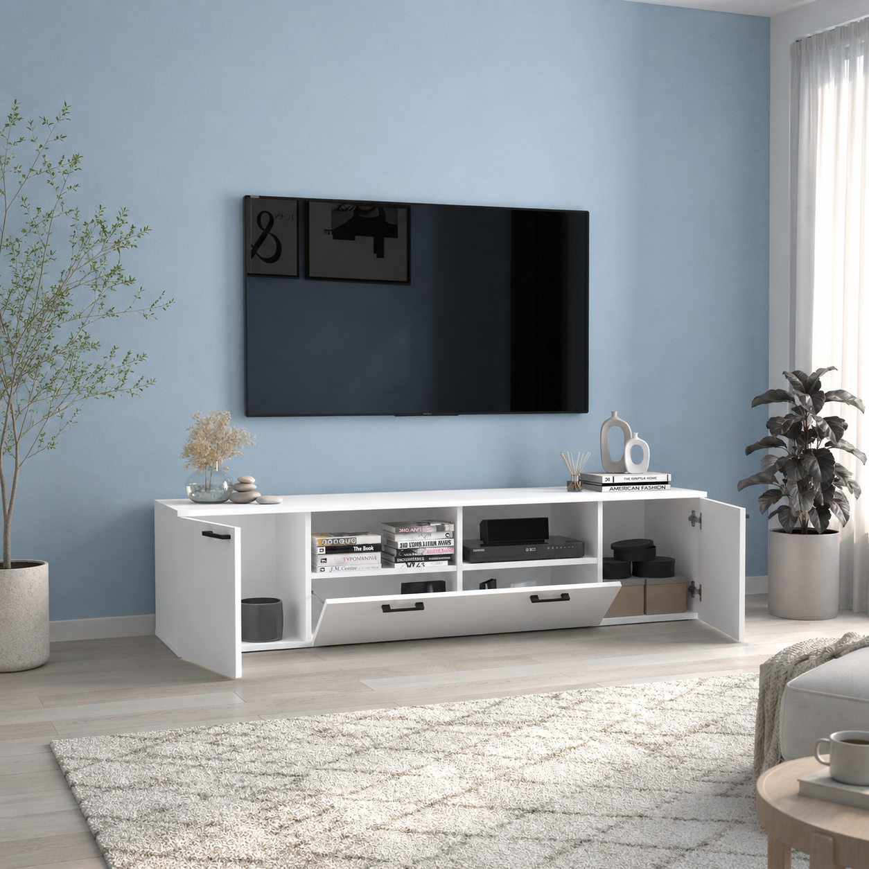 Comoda TV moderna din PAL 181,3x41x45,6 cm, pentru living