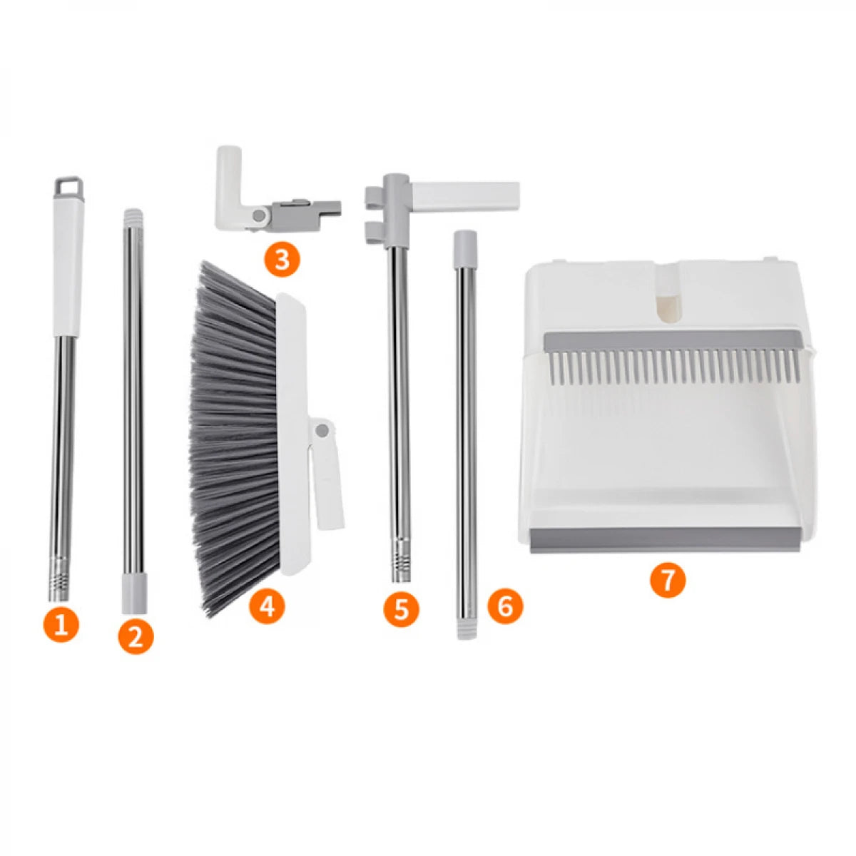 Set matura si faras pliabil, coada inox, perii moi de 7.5 cm, alb