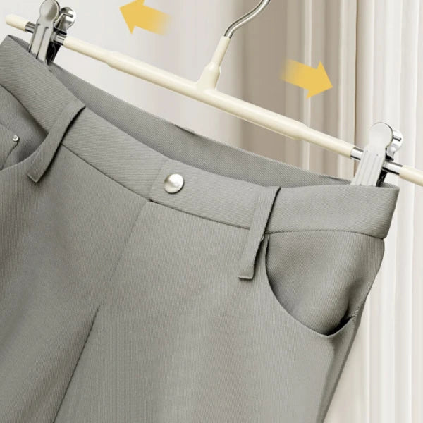 Set 10 umerase cu clips pentru pantaloni, otel, 31 x 13 cm, crem