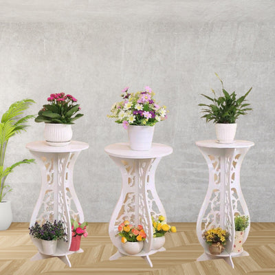 Set 3 masute decorative pentru ghivece de flori din PVC,  49 x 31cm