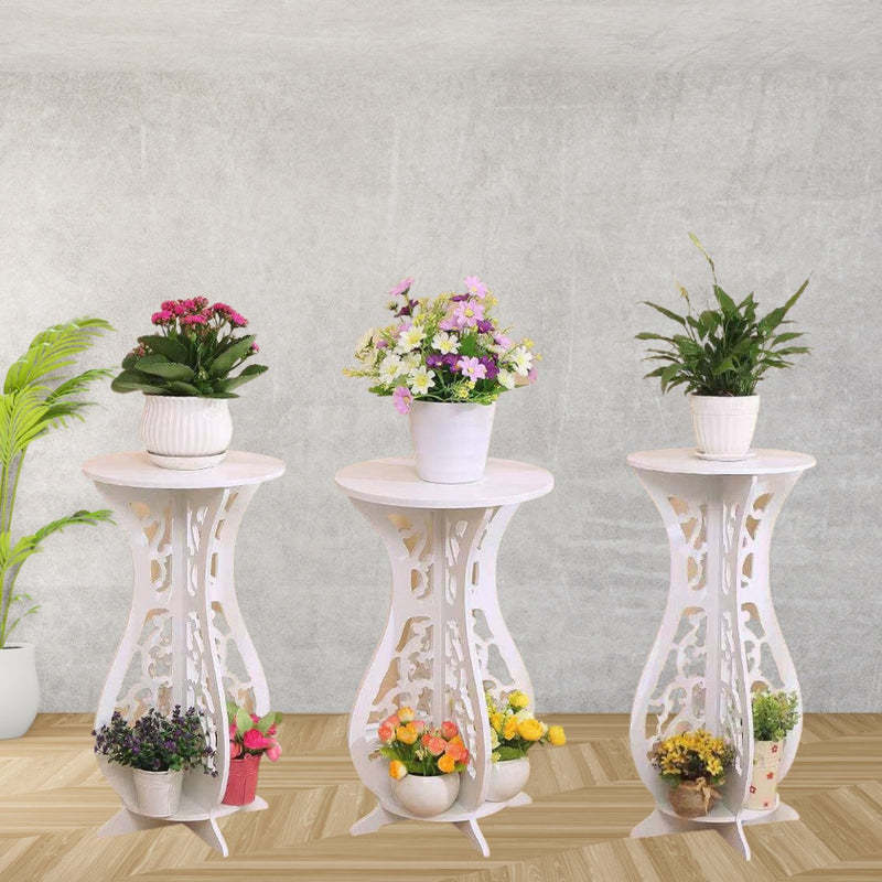 Set 3 masute decorative pentru ghivece de flori din PVC,  59 x 31cm