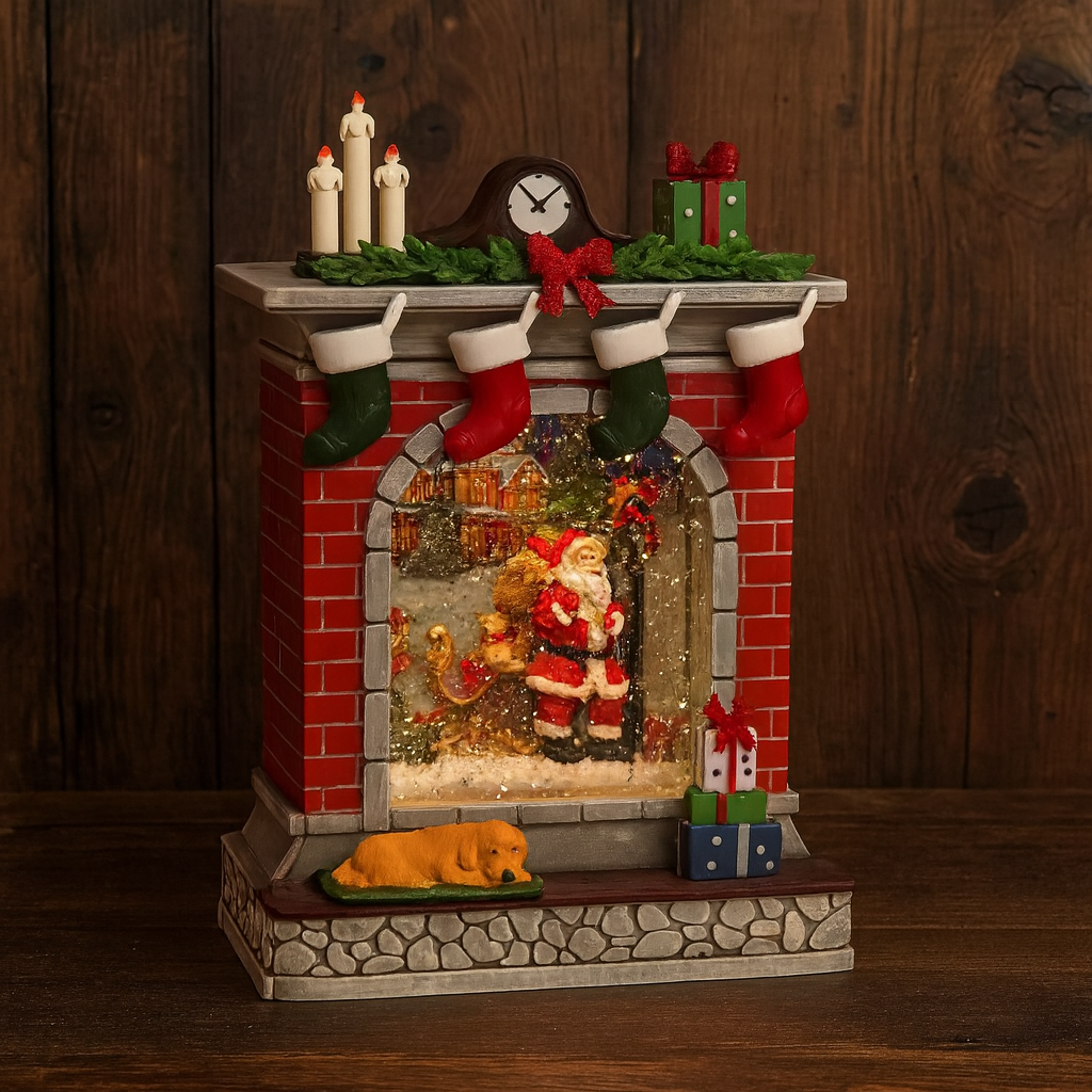 Felinar LED Multicolor – Semineul lui Mos Craciun cu Zapada Rotativa si Colinde