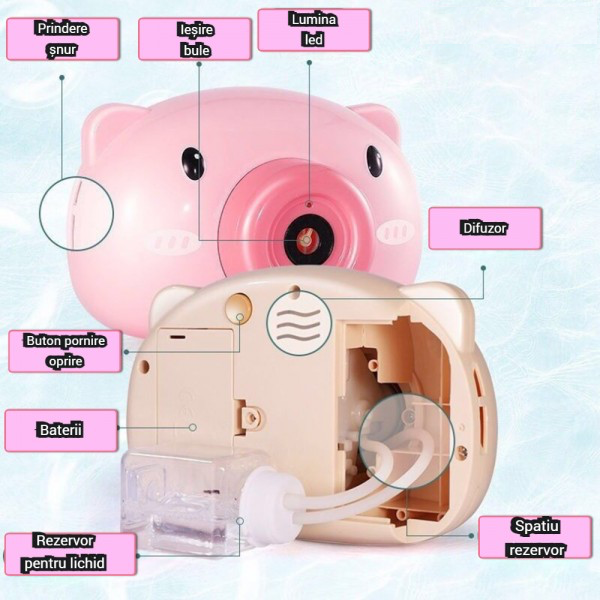 Aparat foto de jucarie pentru facut baloane de sapun