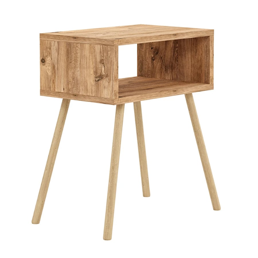 Noptiera cu picioare retro – 44 x 29 x 18 cm – cu raft de depozitare si design vintage