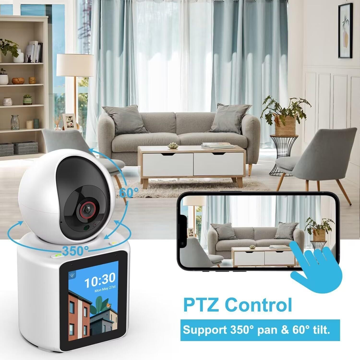 Camera Video WiFi 360° HD 1080p cu Comunicare Bidirectionala, Baby Monitor, Infrarosu, Detectare Miscarare, Stocare Cloud/SD