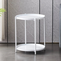 Masuta rotunda pentru cafea din metal, 2 nivele, 42 x 52 cm, negru - imagine 2
