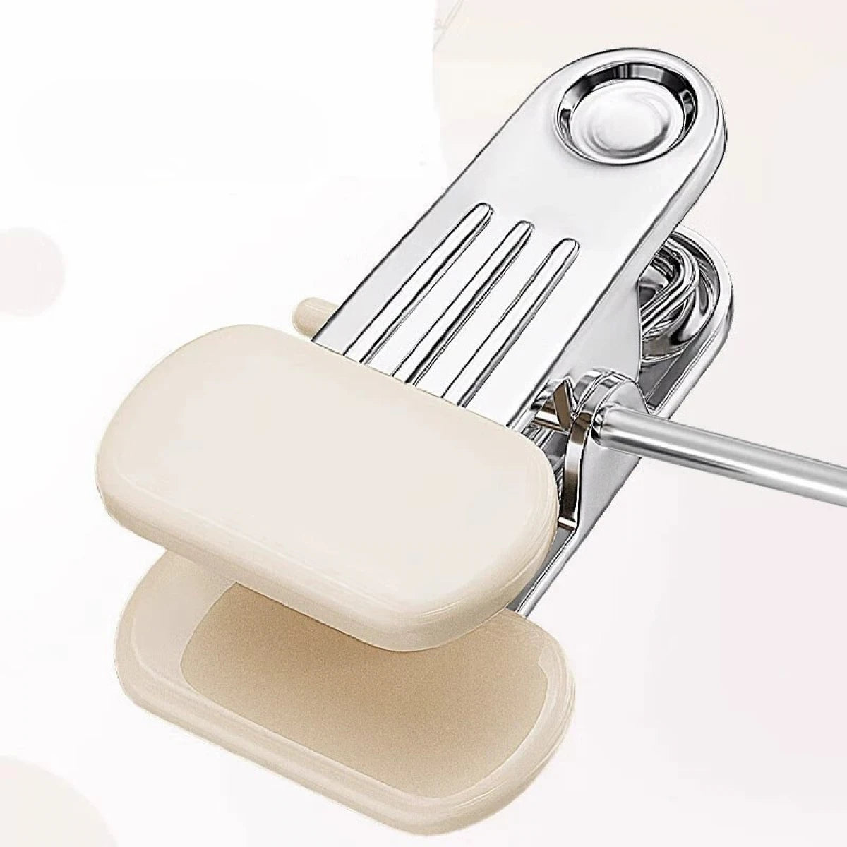 Set 10 umerase cu clips pentru pantaloni, otel, 31 x 13 cm, crem