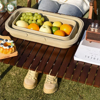 Lighean pliabil 2 in 1 cu masuta picnic, 8 L, 45 x 28.5 x 23.5/9.5 cm, bej - imagine 3