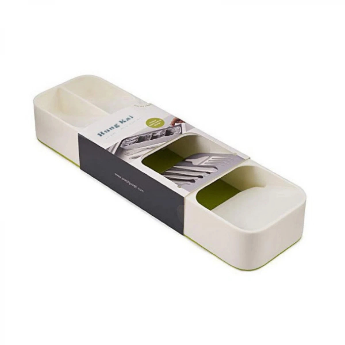 Organizator pentru tacamuri, 5 compartimente, 39.8 cm, Alb