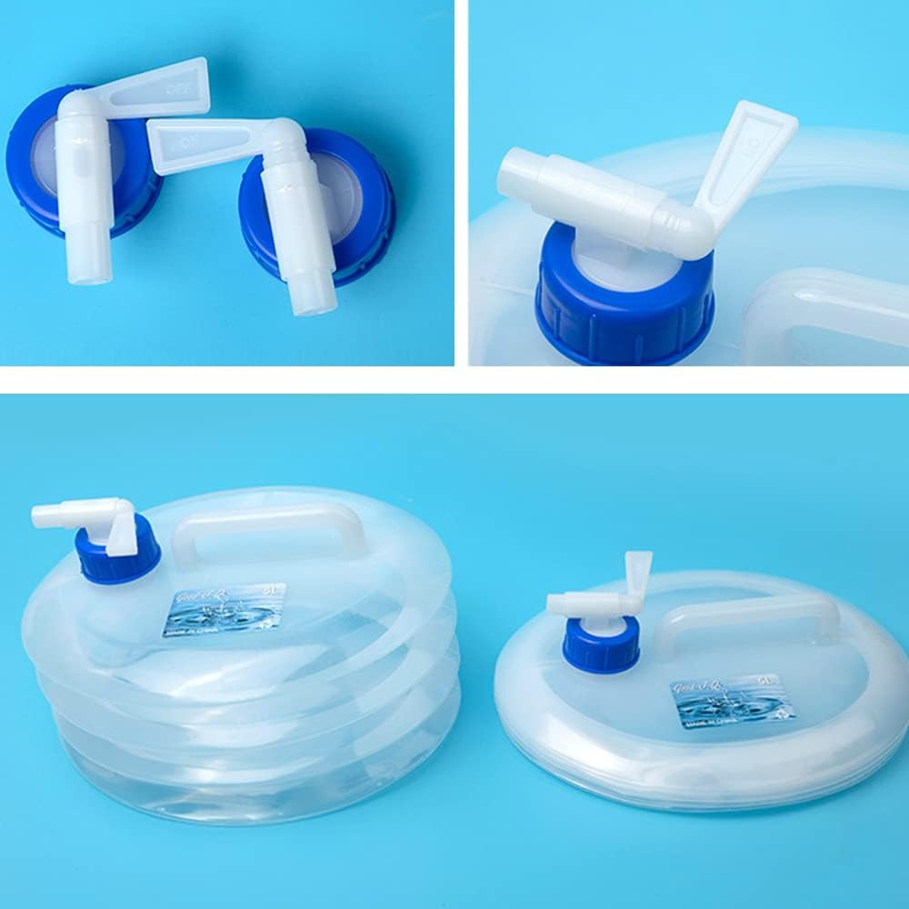 Bidon pliabil pentru camping, transparent, 10L, cu functie de evacuare a apei, portabil