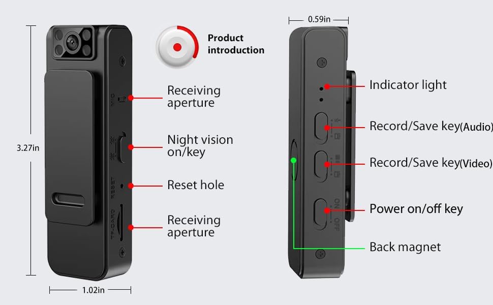 Camera video portabila 1080P,Wireless, Inregistrare Audio-Video, Night Vision, rotire 90°, negru