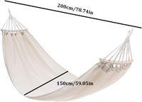 Hamac crem 200x150 cm pentru 1 persoana – cu carlige, franghii si sac de transport - imagine 5