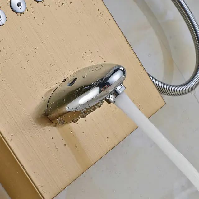 Panou dus hidromasaj inox auriu/argintiu 5 functii