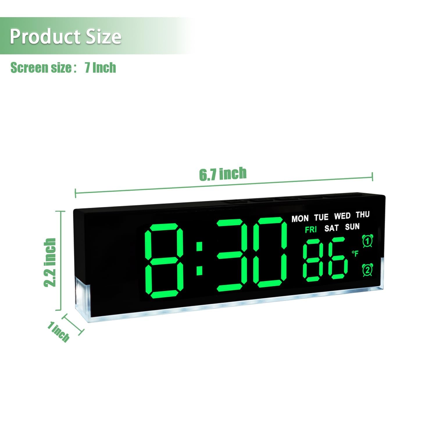 Ceas digital LED Full Screen Display cu alarma duala, temperatura, data si lumina ambientala – design ultra-slim