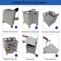 Carucior de cumparaturi pliabil 30L cu maner telescopic și roti, 39x35x48cm, Alb - imagine 10