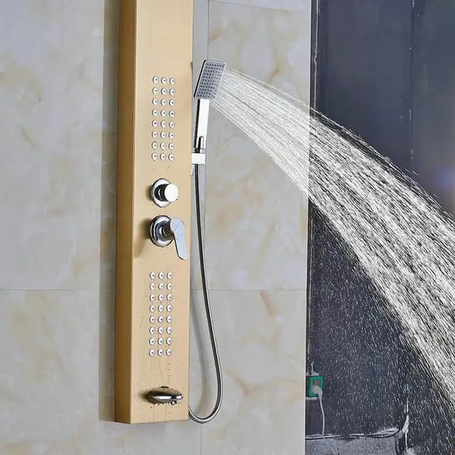 Panou dus hidromasaj inox auriu/argintiu 5 functii