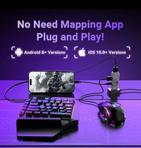 Set Gaming telefon complet 5 in 1 cu tastatura Iluminata RGB, emulator jocuri telefon, mouse gaming, suport telefon Inclus