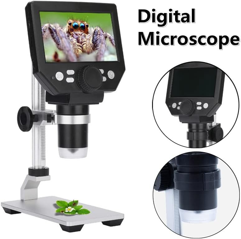 Microscop digital LCD 4.3” HD, 8MP, zoom 1-1000X, 8 LED-uri, baterie reincarcabila si suport PC