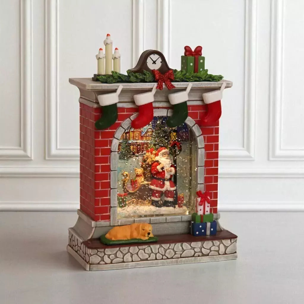 Felinar LED Multicolor – Semineul lui Mos Craciun cu Zapada Rotativa si Colinde