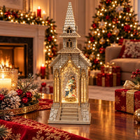 Decorațiune de Crăciun Premium cu Scenă Sfântă, Muzică Festivă și Sclipici în Mișcare – 33 × 12 cm - imagine principala