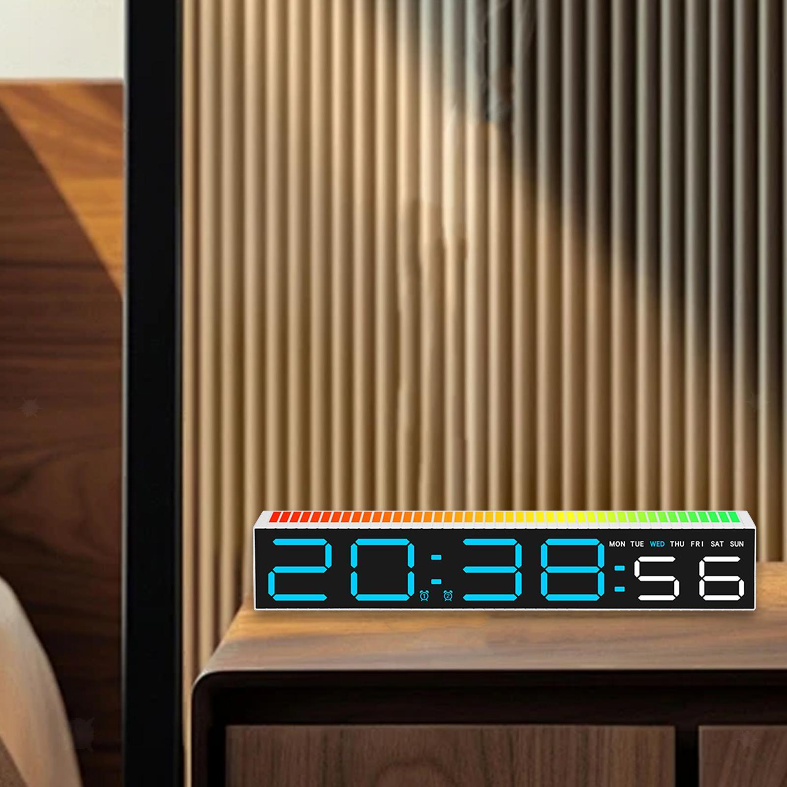 Ceas Electronic LED cu 2 Moduri de Afișare 9 Culori si Functie Pickup Reactiva la Sunet