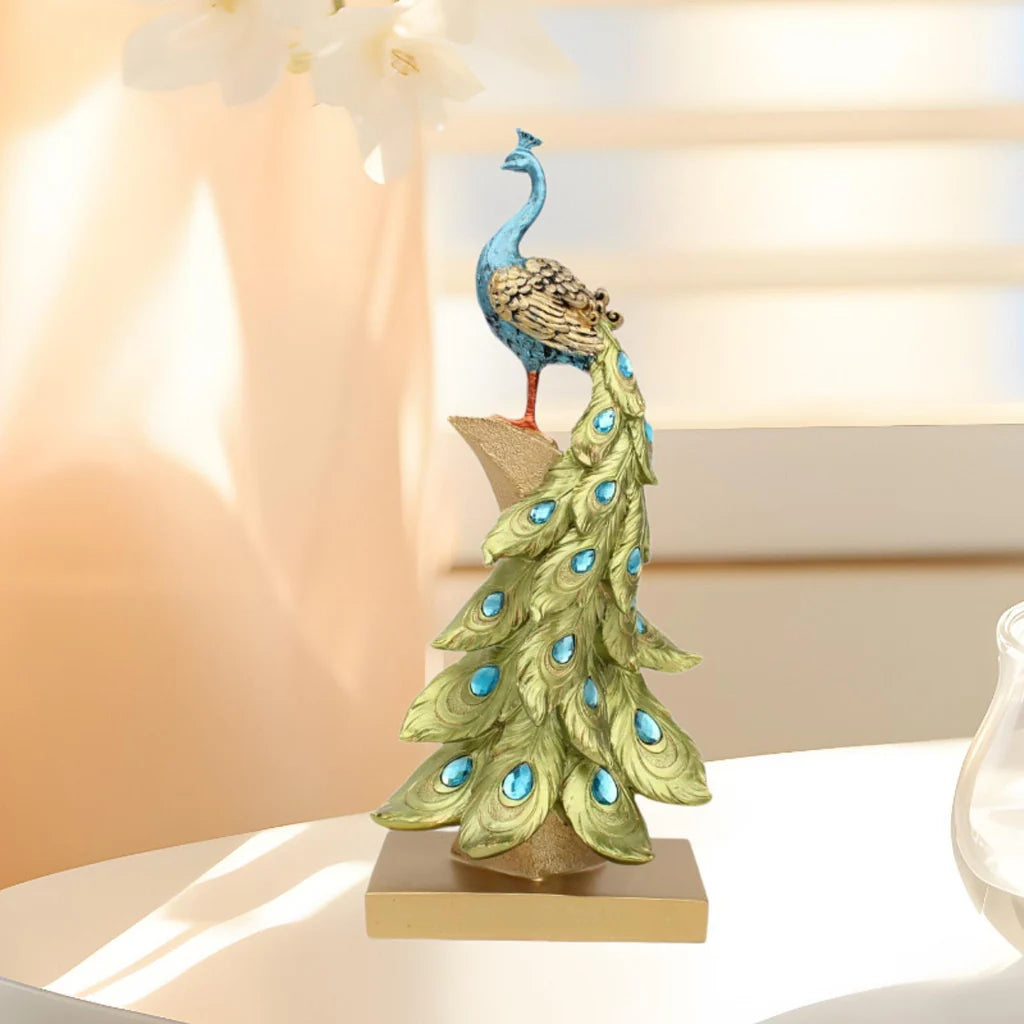 Statueta Decorativa Paun Elegant 40 cm din Rasina