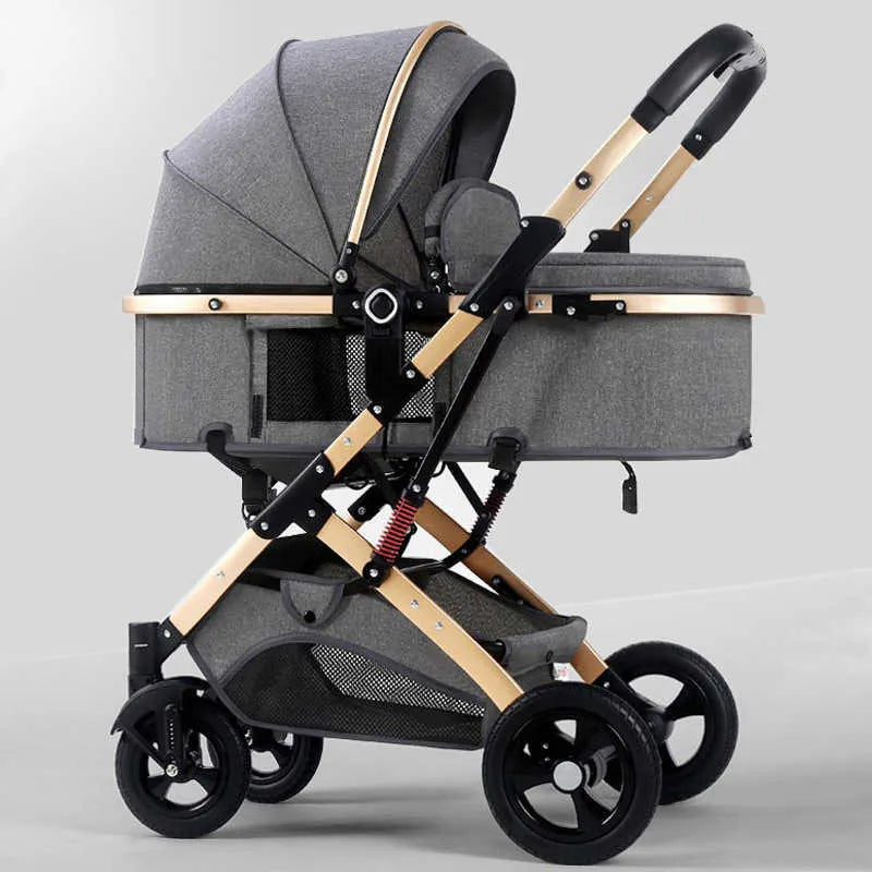 RESIGILAT - Carucior 2 in 1 pentru copii, pliabil, cu suspensii, transformabil landou-sport, 0-36 luni, cos pentru accesorii