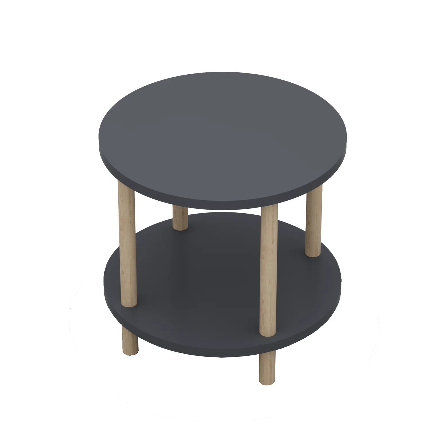 Masuta Cafea Rotunda Lemn Picioare Metalice Design Modern Gri Antracit - detaliu produs