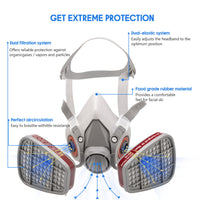 Masca de protectie cu ochelari pentru vopsit, gaze si praf, cu 2 filtre interschimbabile din bumbac KN95 - imagine 7