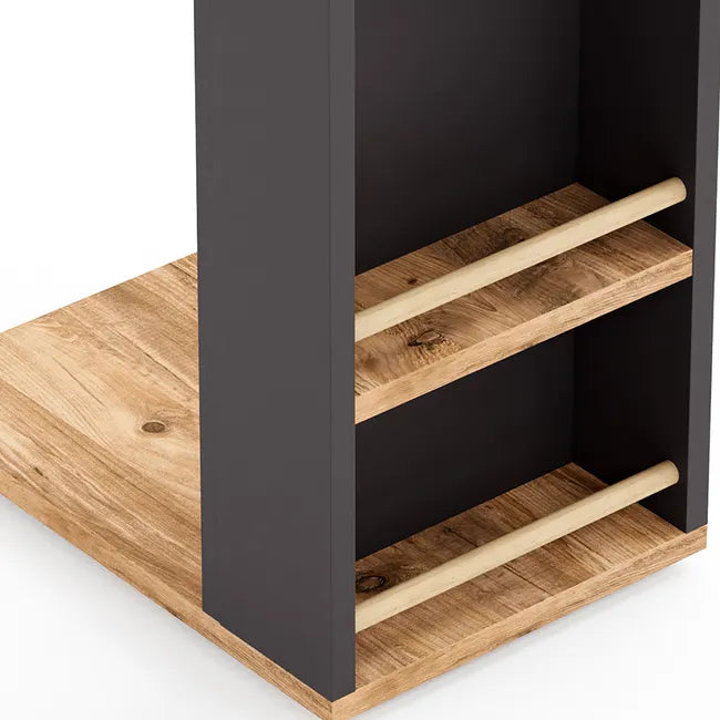 Masuta laterala cu 2 rafturi, 44 x 30 x 57 cm, design compact, stil modern scandinav