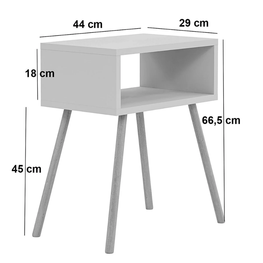 Noptiera cu picioare retro – 44 x 29 x 18 cm – cu raft de depozitare si design vintage