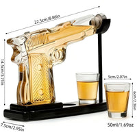 Set Decantor Bauturi Forma Pistol si Gloante 220ml/50ml Sticla Lemn - detaliu produs