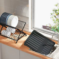 Scurgator vase cu 2 nivele, pliabil, sistem de scurgere, 42 (L) cm x 30 (l) cm x 29.5 (H) cm, negru - imagine 3