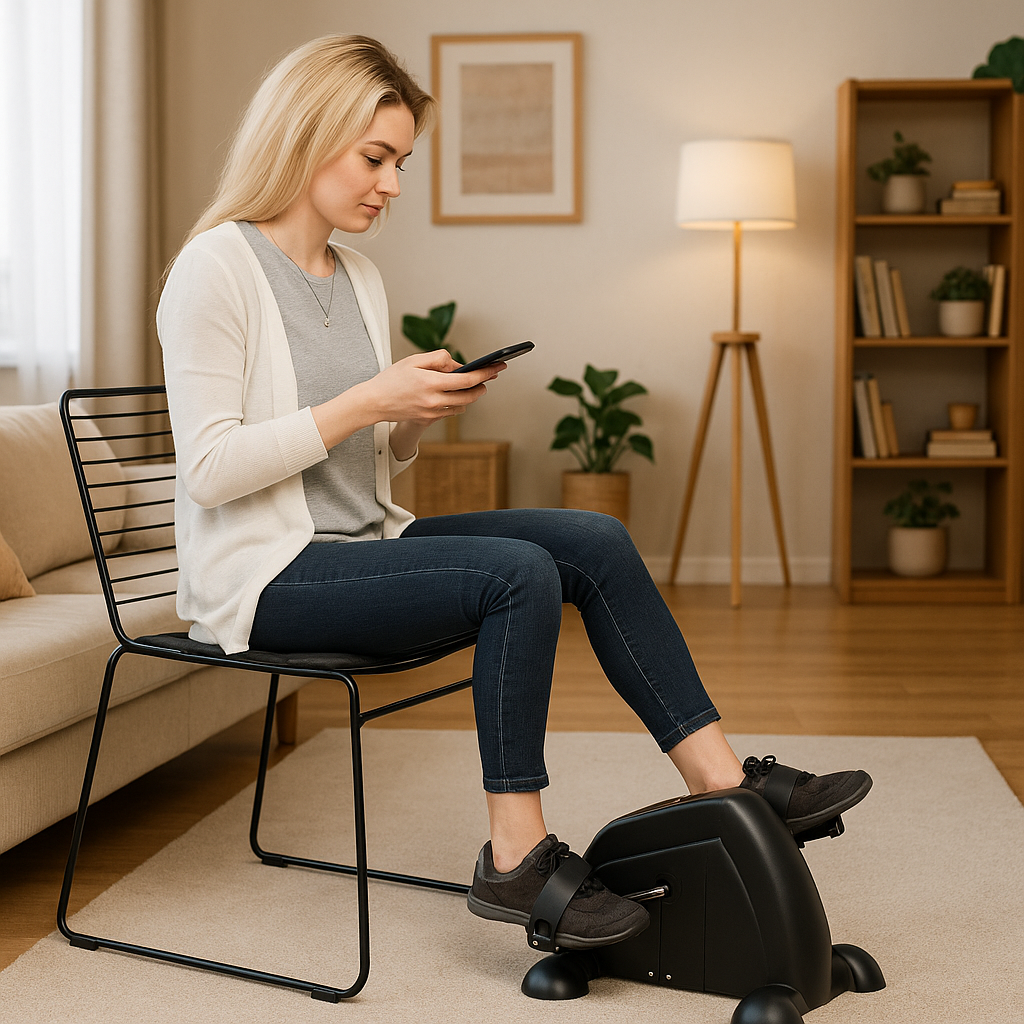 Mini bicicleta de exercitii pliabila cu ecran LCD, pentru brate si picioare, reglare rezistenta si design compact