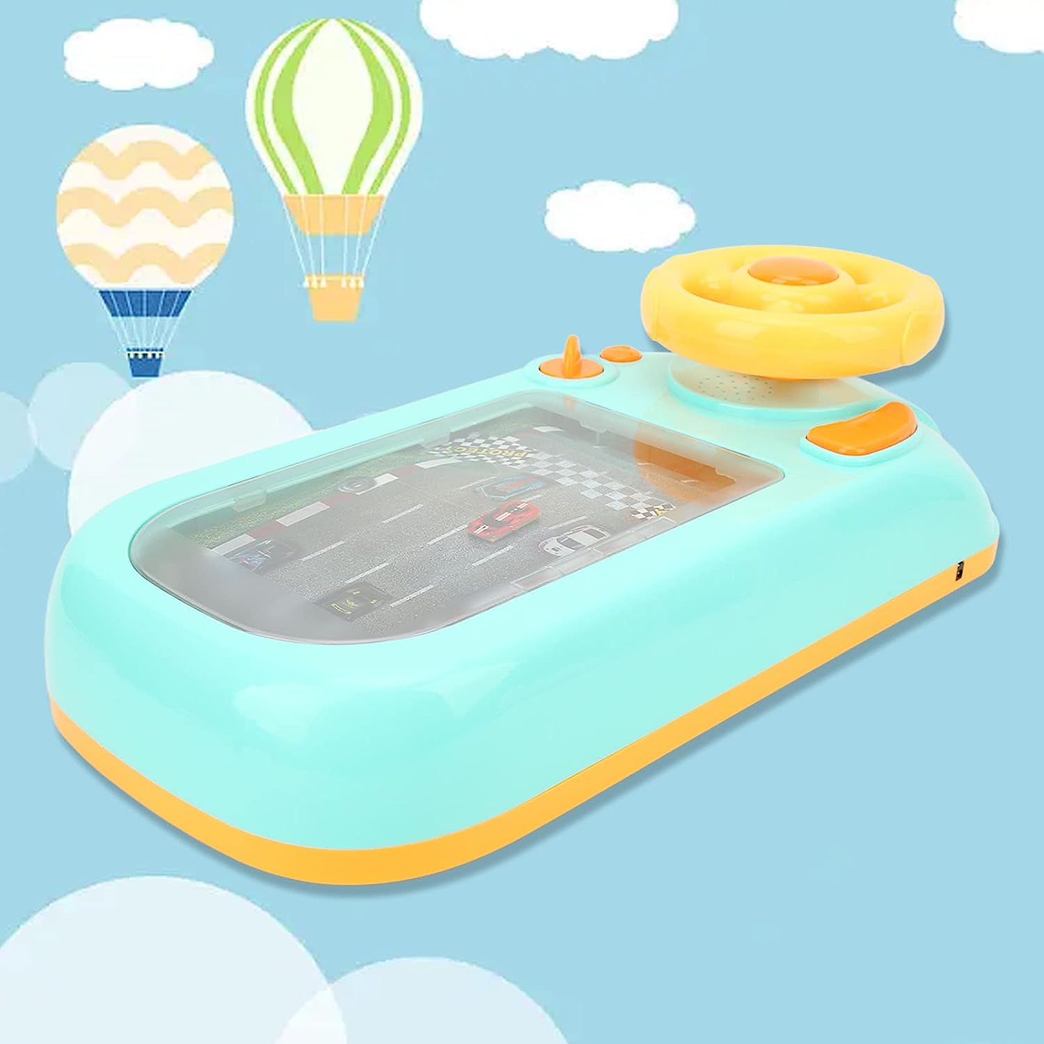 Jucarie Interactiva volan de condus cu circuit curse, sunete si functii, alimentare USB, pentru Copii 3-6 Ani