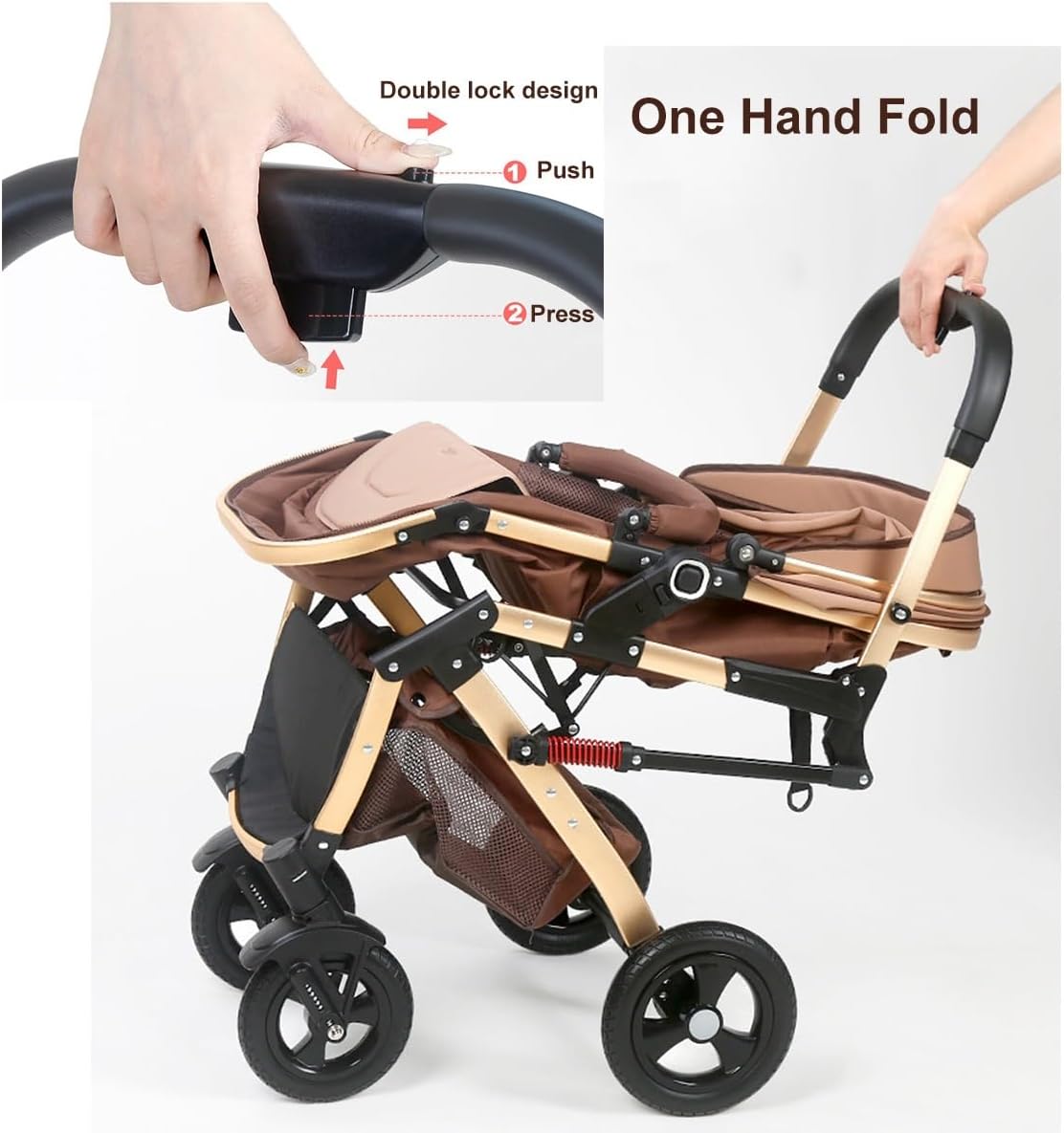 RESIGILAT - Carucior 2 in 1 pentru copii, pliabil, cu suspensii, transformabil landou-sport, 0-36 luni, cos pentru accesorii