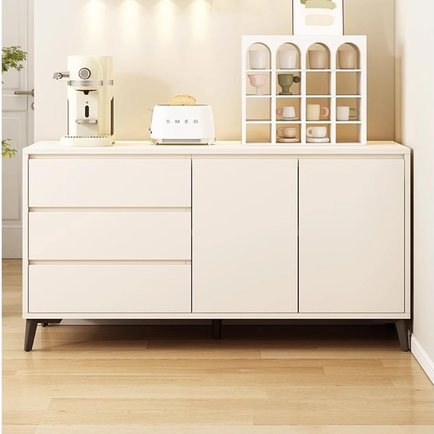 Comoda moderna si simpla cu 3 sertare si 2 usi, MDF, 140x40x75cm