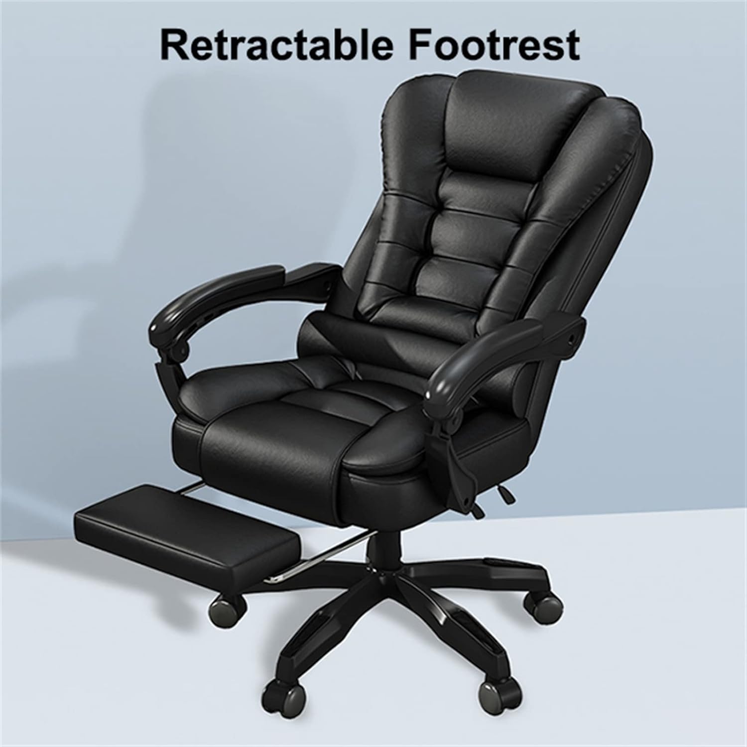 Scaun de Birou Ergonomic Directorial, Piele Ecologică, Recliner și Suport pentru Picioare