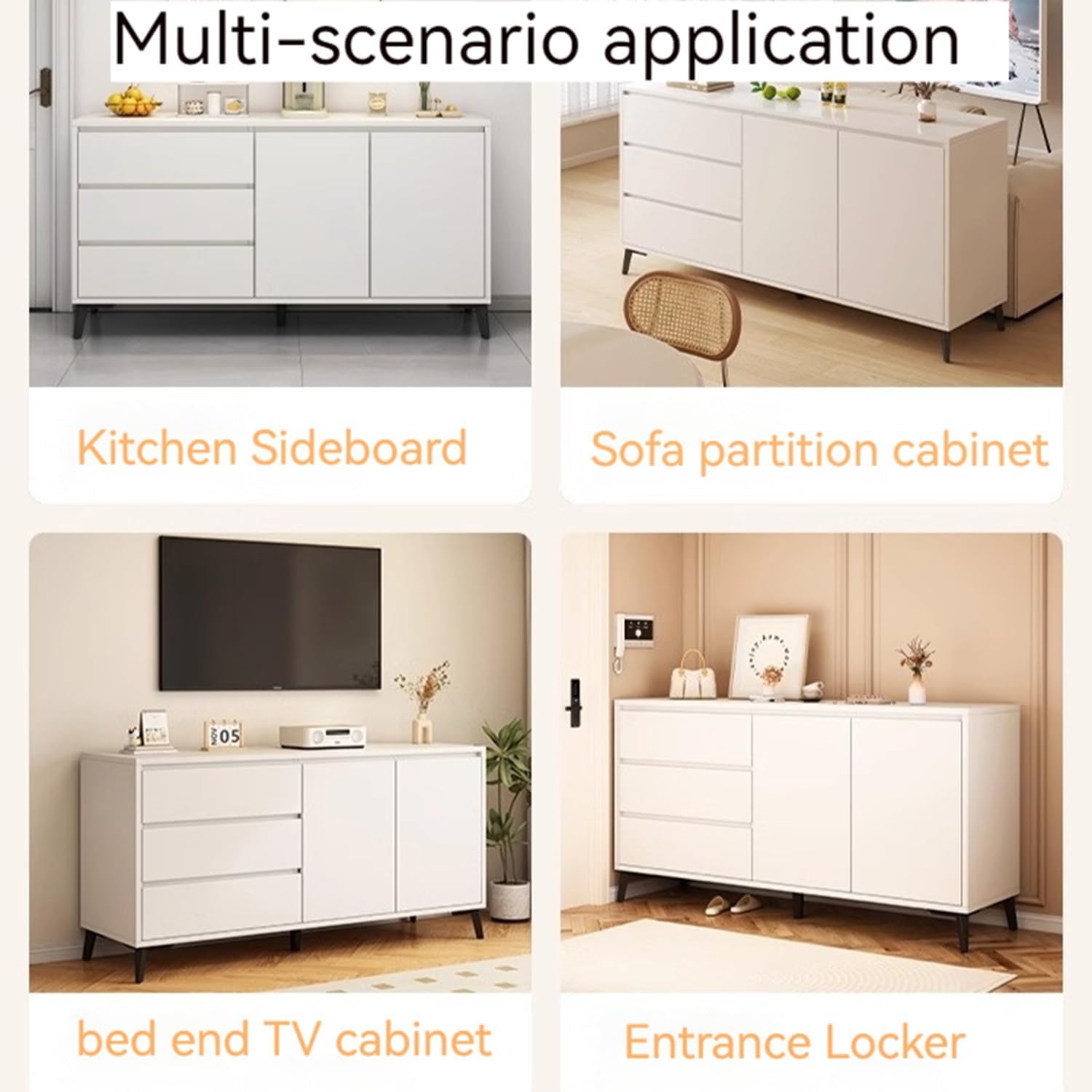 Comoda moderna si simpla cu 3 sertare si 2 usi, MDF, 140x40x75cm