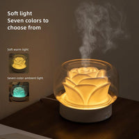 Umidificator pentru camera in forma de trandafir 400ml, lumina de noapte Led in 7 Culori, Alb - imagine 7