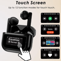 Casti wireless bluetooth A9 pro, cu Touch Screen si Anularea Zgomotului, Bluetooth 5.4,microfon HD, control tactil/touch