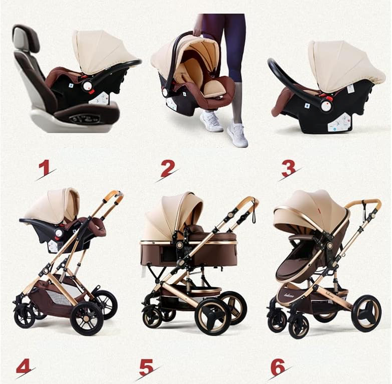 RESIGILAT - Carucior pliabil pentru copii, 3 în 1, Multifunctional – Landou, Scaun Auto si Carucior Sport