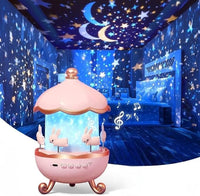 Carusel iepurasi cu proiectie stelara si rotire 360° – lampa veghe copii, 12 de moduri de lumina - imagine 7